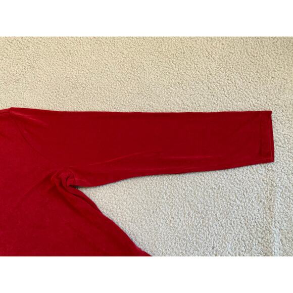 Chicos Travelers Top XL Slinky Stretch Long Sleeve V-Neck Career Gold Chain Red - Picture 5 of 15